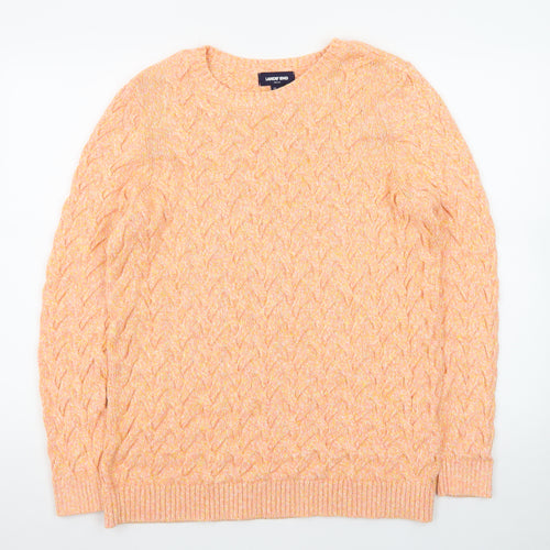 Lands' End Women's Orange Cable-Knit Cotton Jumper Size L