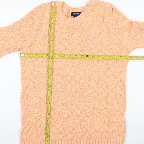 Lands' End Women's Orange Cable-Knit Cotton Jumper Size L