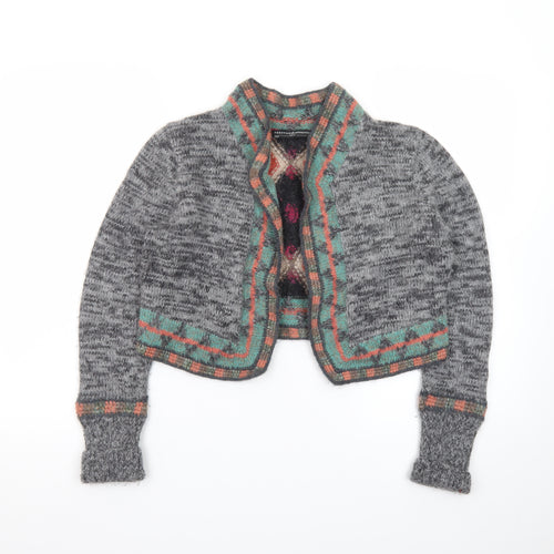 Peruvian Connection Women’s Grey Alpaca Wool Geometric Knit Cardigan M