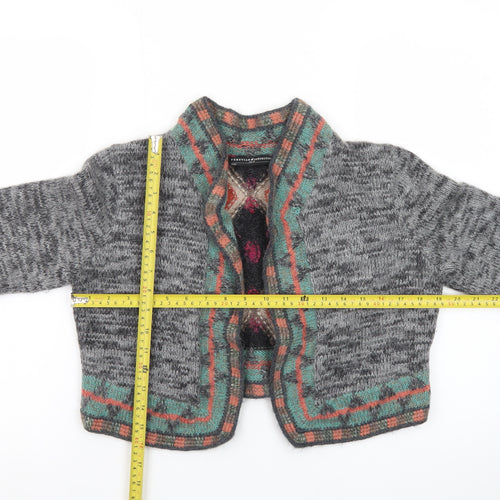 Peruvian Connection Women’s Grey Alpaca Wool Geometric Knit Cardigan M