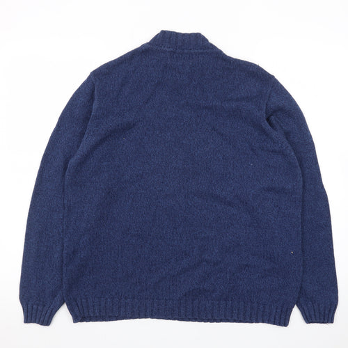 Jumper Blue Men's L Cable Knit Cotton Crew Neck Pullover