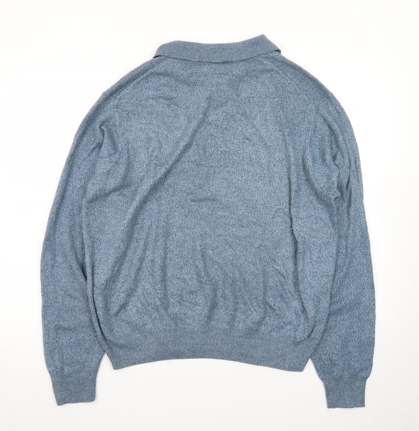Dockers Mens Blue Collared Henley Jumper Size L Long Sleeve