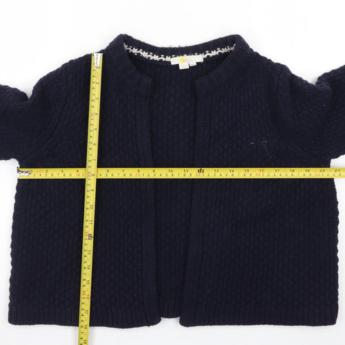 Boden Women Blue Wool Blend Metallic Trim Open Cardigan S