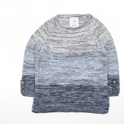 Mantaray Women's Blue Chunky Knit 3/4 Sleeve Jumper Size 10