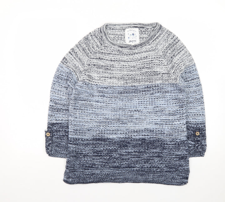 Mantaray Women's Blue Chunky Knit 3/4 Sleeve Jumper Size 10