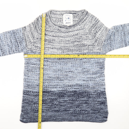 Mantaray Women's Blue Chunky Knit 3/4 Sleeve Jumper Size 10
