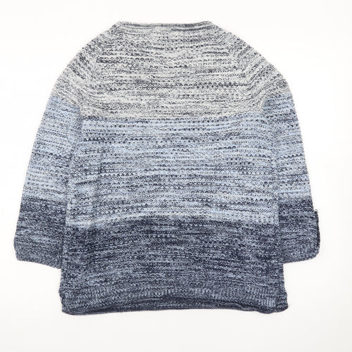 Mantaray Women's Blue Chunky Knit 3/4 Sleeve Jumper Size 10