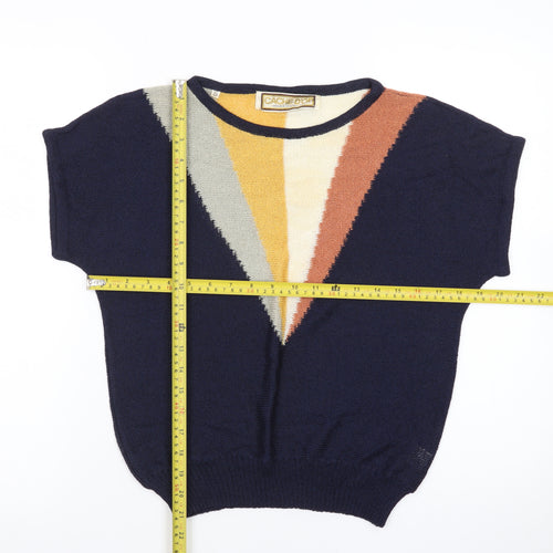 Cache D'or Womens Multicoloured Retro Short Sleeve Knit Jumper Size S
