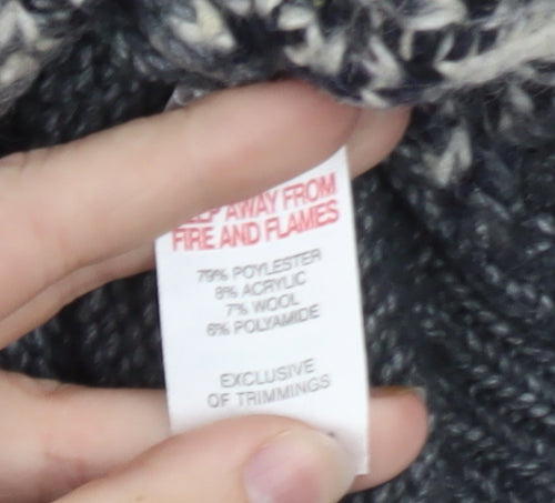 EASY Men's Grey Fair Isle Wool Blend Crew Neck Jumper XL