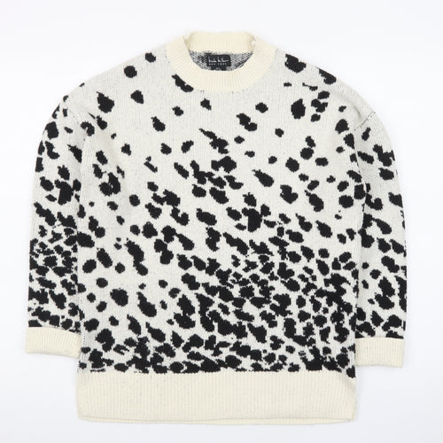 Nicole Miller Women’s Black & White Animal Print Knit Jumper Size S