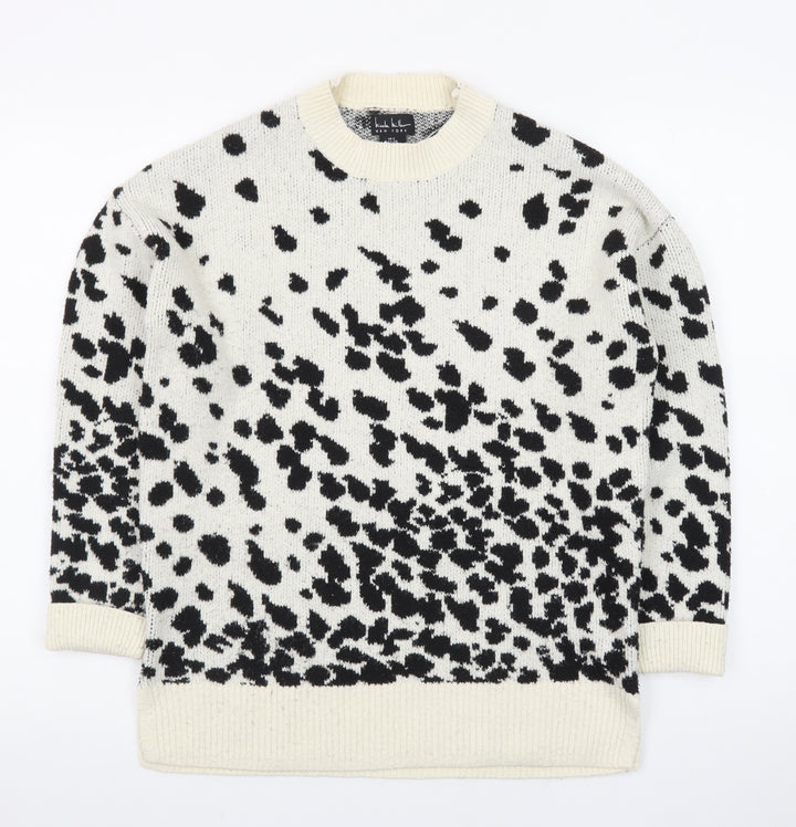 Nicole Miller Women’s Black & White Animal Print Knit Jumper Size S