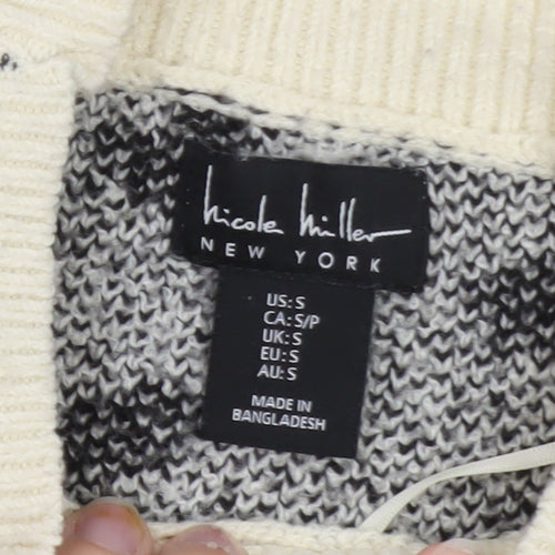 Nicole Miller Women’s Black & White Animal Print Knit Jumper Size S