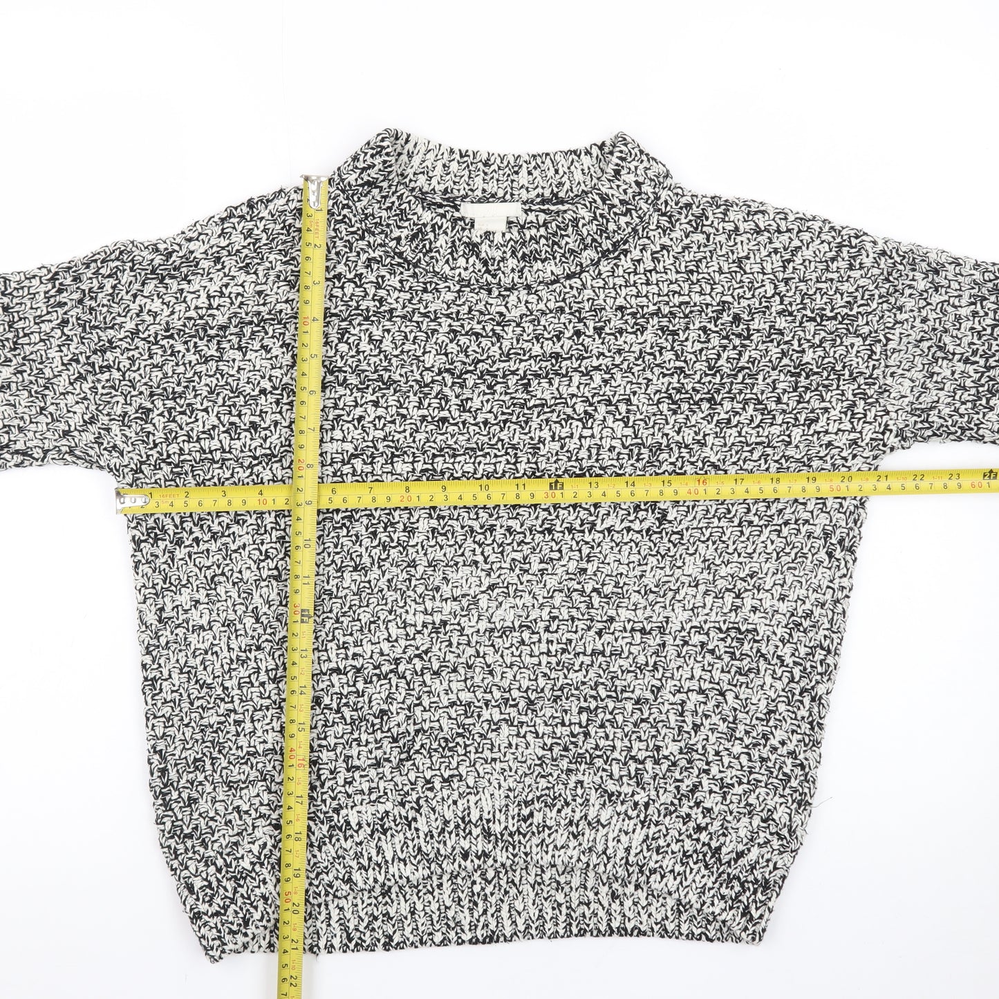 H&M Men’s Grey Chunky-Knit Cotton Pullover Jumper Size S
