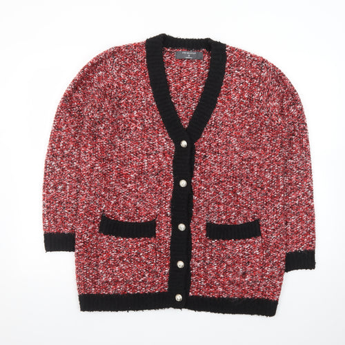 Primark Womens Multicoloured Chunky Knit V-Neck Button Cardigan Size S
