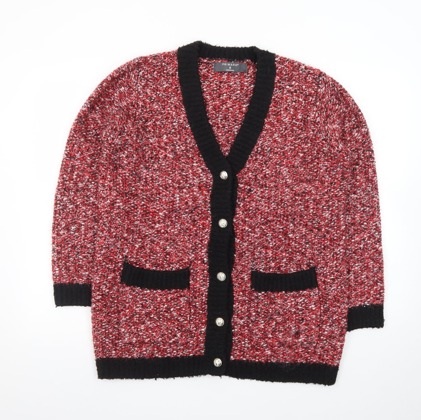 Primark Womens Multicoloured Chunky Knit V-Neck Button Cardigan Size S