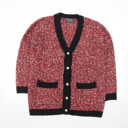 Primark Womens Multicoloured Chunky Knit V-Neck Button Cardigan Size S