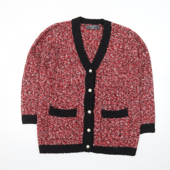 Primark Womens Multicoloured Chunky Knit V-Neck Button Cardigan Size S