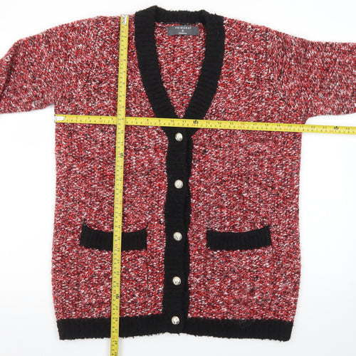 Primark Womens Multicoloured Chunky Knit V-Neck Button Cardigan Size S