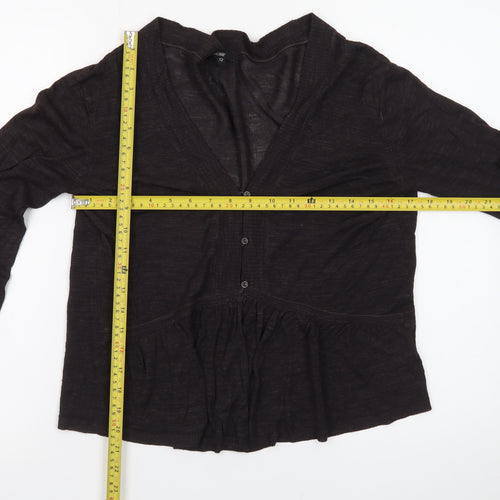 Hobbs Women's Brown V-Neck Long Sleeve Cardigan Size 12