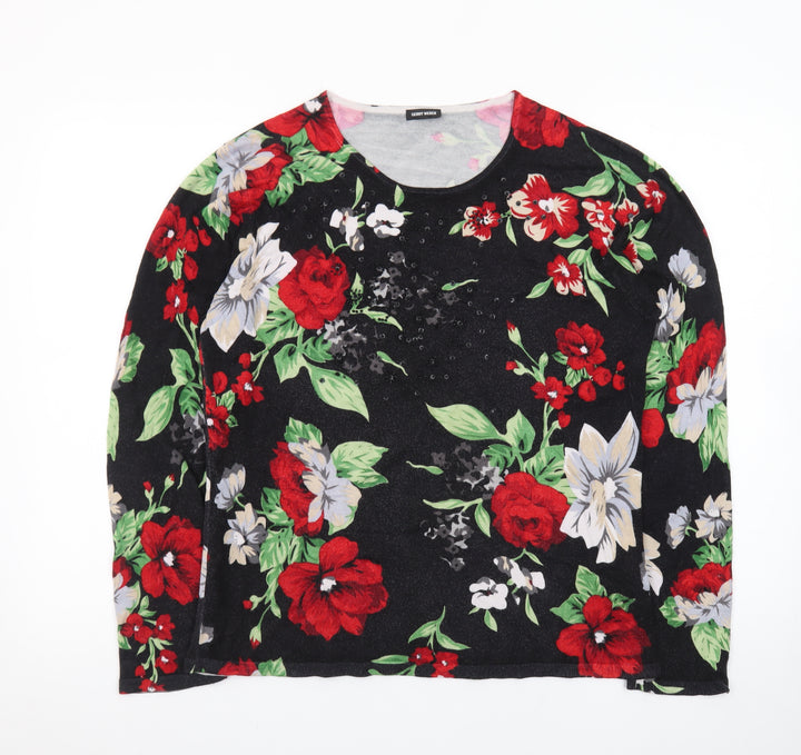 Gerry Weber Women's Multicoloured Floral Sequin Knit Jumper Size 16