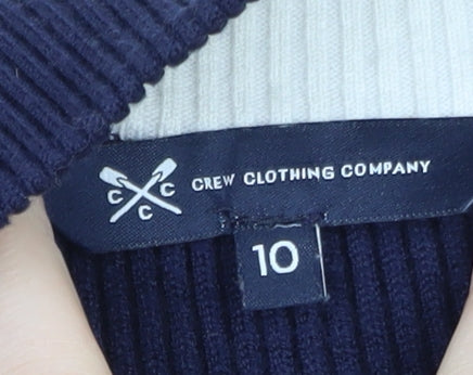 Crew Clothing Women’s Blue Striped Henley Mock Neck Jumper Size 10