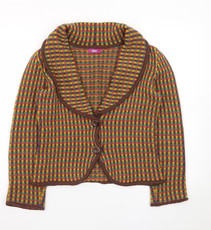 Ivko Women's Multicoloured Wool Check Cardigan Size S