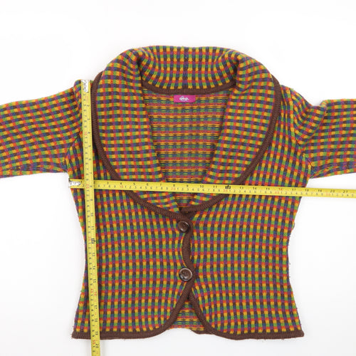 Ivko Women's Multicoloured Wool Check Cardigan Size S