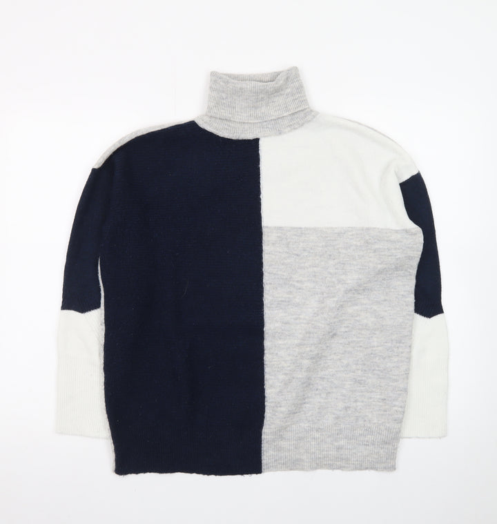 Wallis Women’s Grey Colour Block Roll Neck Petite Jumper Size S