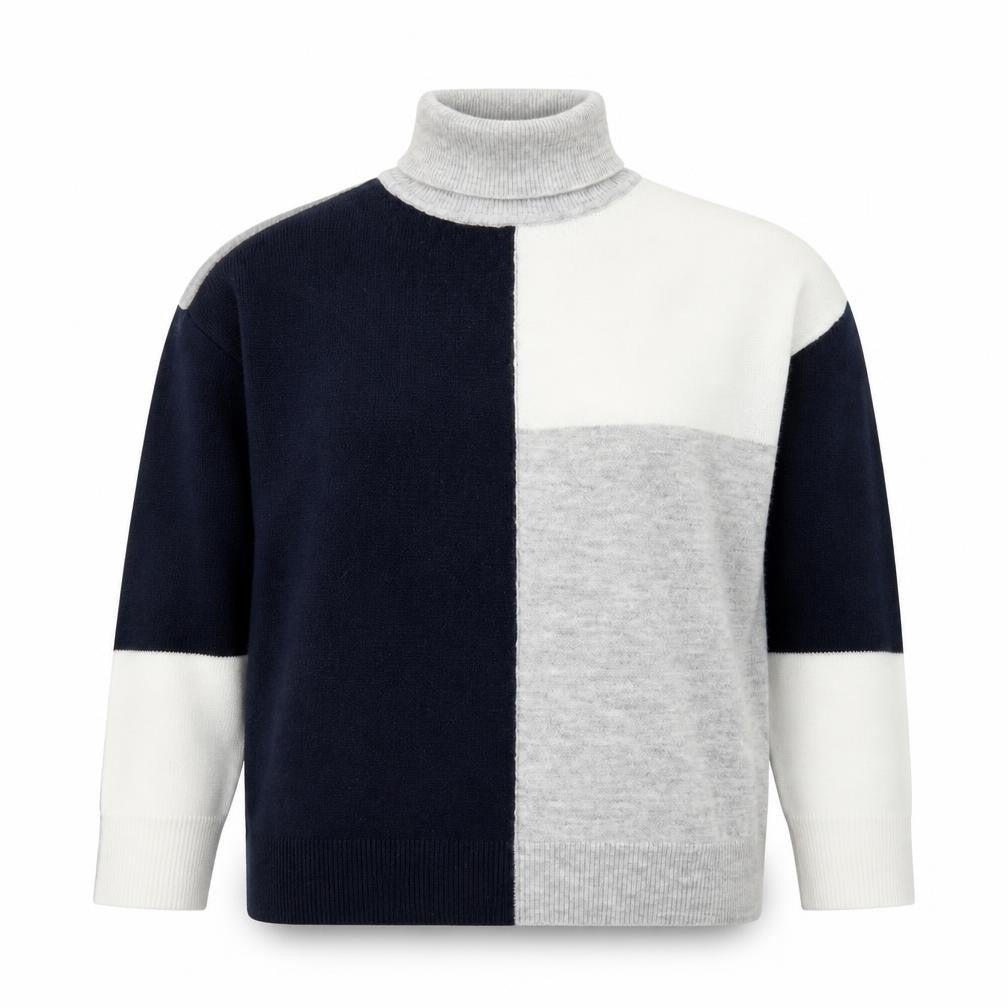 Wallis Women’s Grey Colour Block Roll Neck Petite Jumper Size S