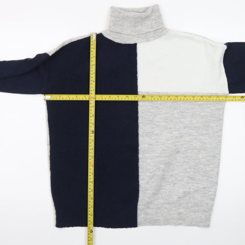 Wallis Women’s Grey Colour Block Roll Neck Petite Jumper Size S