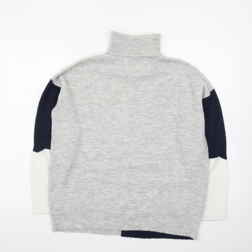 Wallis Women’s Grey Colour Block Roll Neck Petite Jumper Size S
