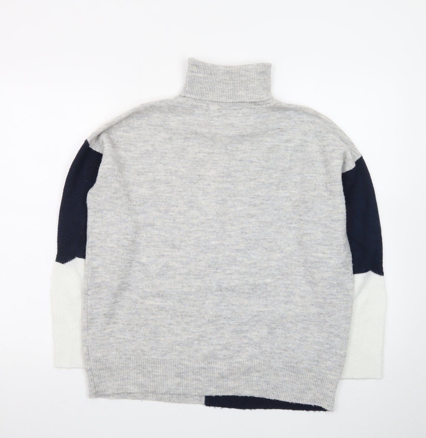 Wallis Women’s Grey Colour Block Roll Neck Petite Jumper Size S