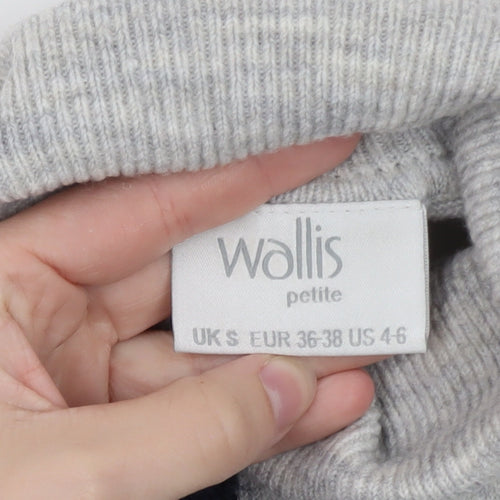 Wallis Women’s Grey Colour Block Roll Neck Petite Jumper Size S