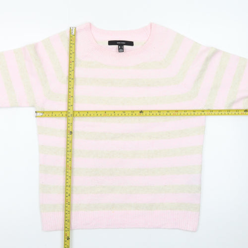 Vero Moda Women's Pink Striped Crew Neck Wool Jumper M
