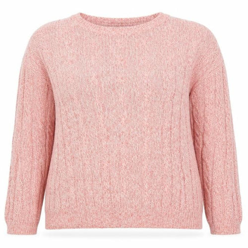 Jumper Women Pink Cable-Knit Crew Neck Cotton Pullover L
