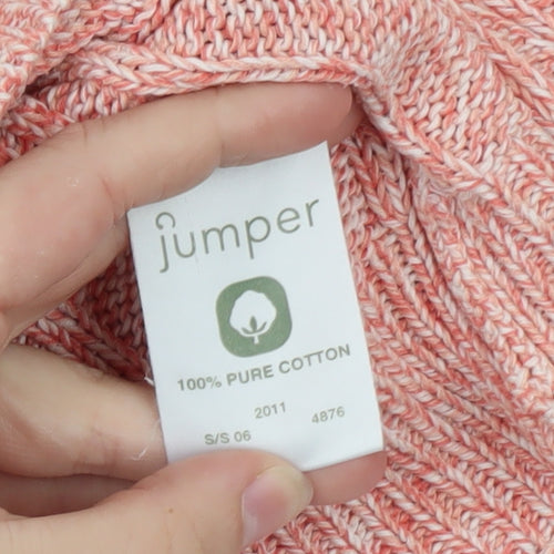Jumper Women Pink Cable-Knit Crew Neck Cotton Pullover L