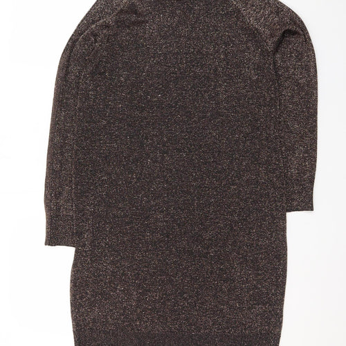 Whistles Womens Brown Metallic Knit Bodycon Dress Size 10