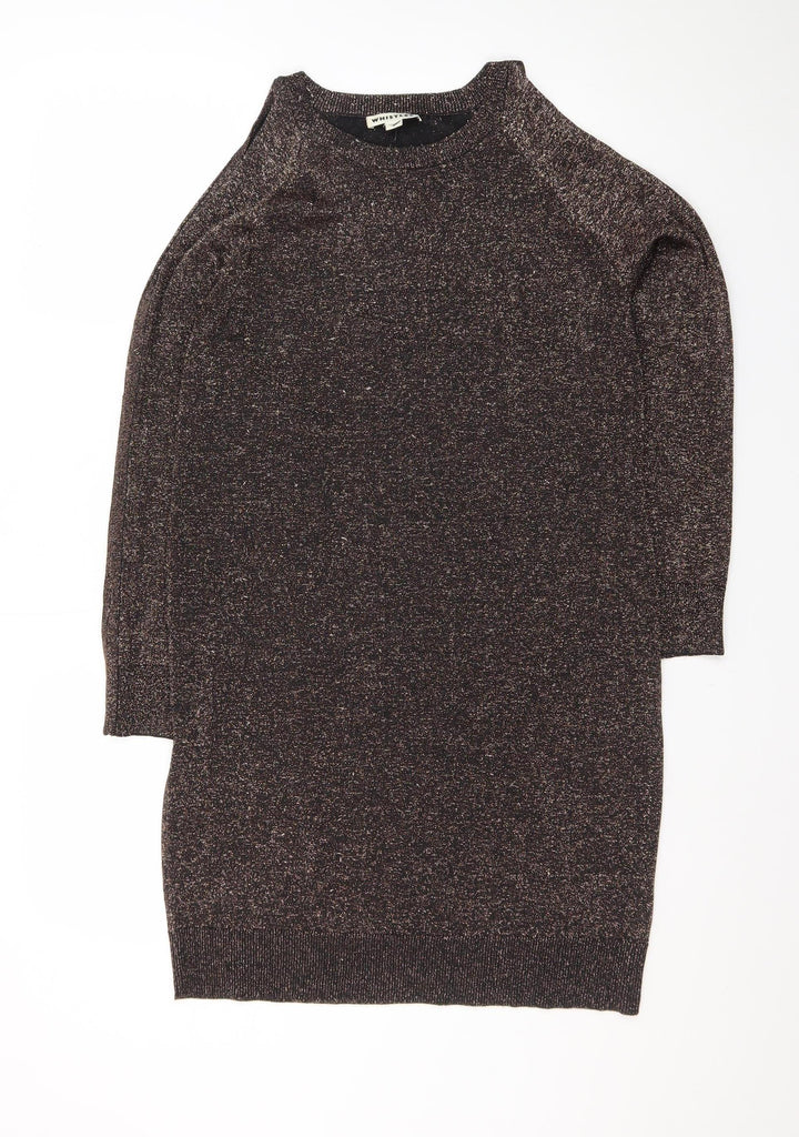 Whistles Womens Brown Metallic Knit Bodycon Dress Size 10