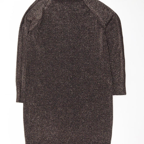 Whistles Womens Brown Metallic Knit Bodycon Dress Size 10