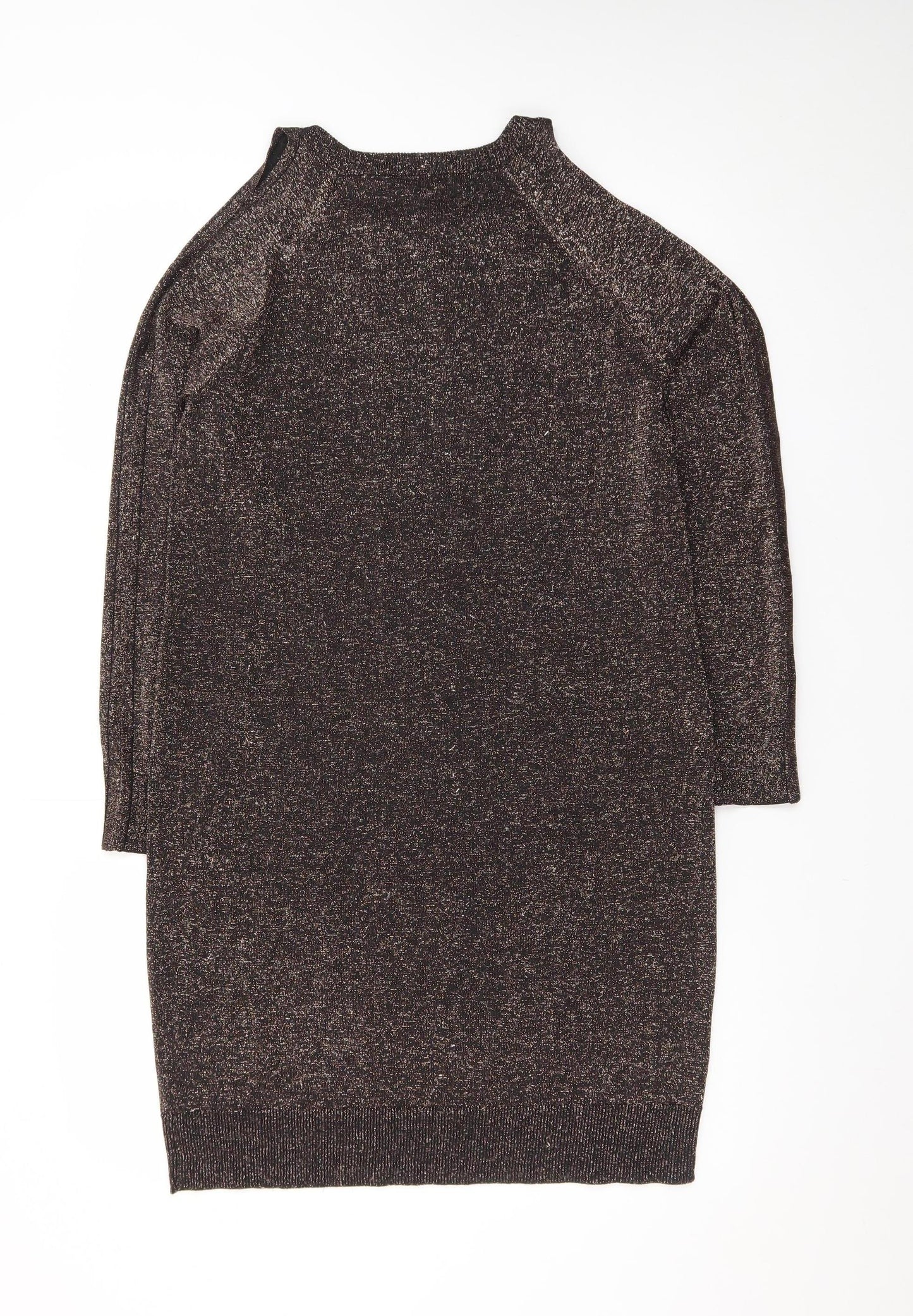 Whistles Womens Brown Metallic Knit Bodycon Dress Size 10