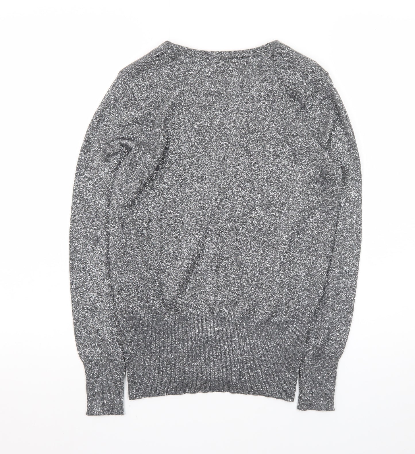 Marks and Spencer Women Grey Size 10 Metallic Button Cardigan