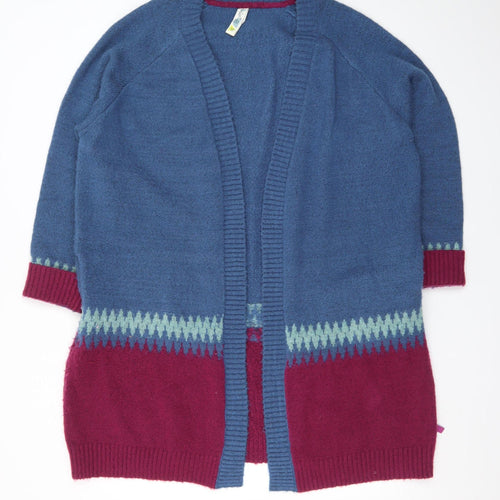 Weird Fish Women's Blue Wool Blend Long Sleeve Cardigan Size 16