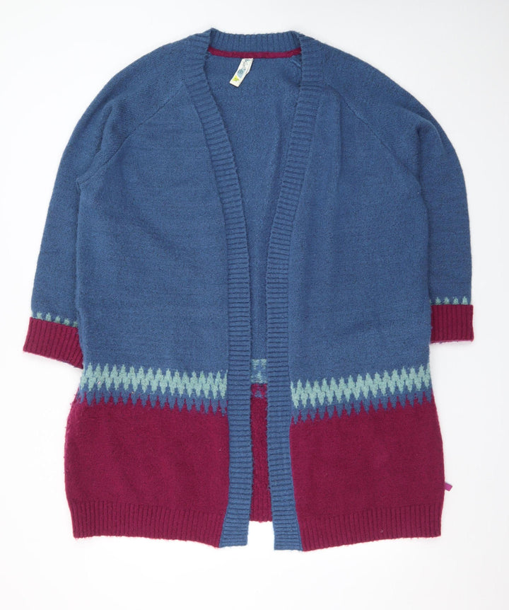 Weird Fish Women's Blue Wool Blend Long Sleeve Cardigan Size 16