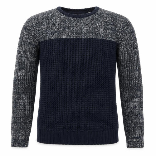 Brave Soul Mens Blue Waffle-Knit Crew Neck Jumper Size L