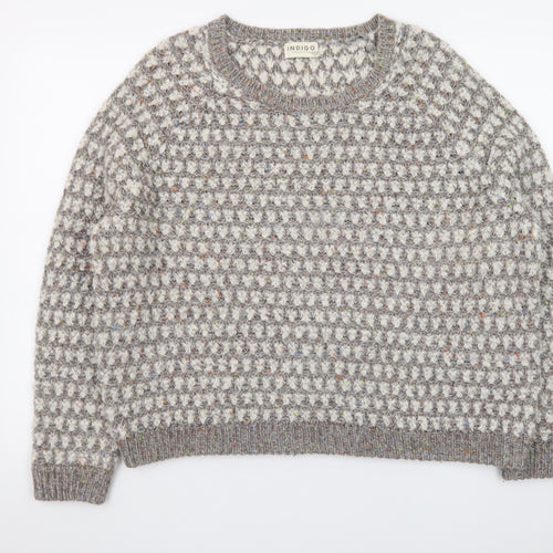 Marks and Spencer Women Grey Wool Blend Textured Knit Jumper UK 18