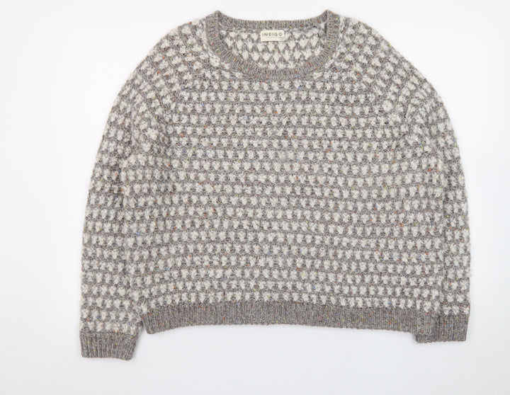 Marks and Spencer Women Grey Wool Blend Textured Knit Jumper UK 18