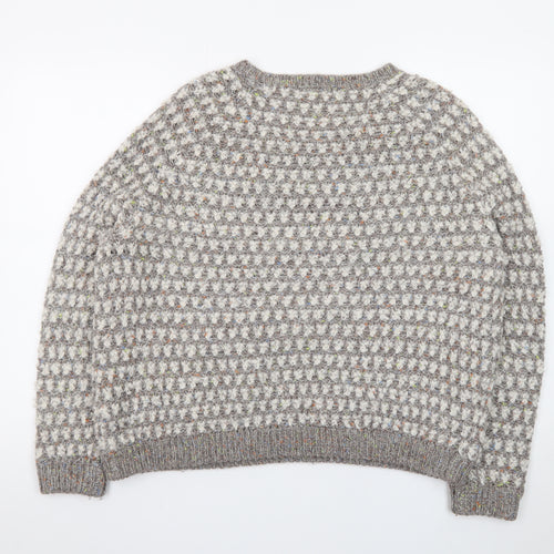 Marks and Spencer Women Grey Wool Blend Textured Knit Jumper UK 18