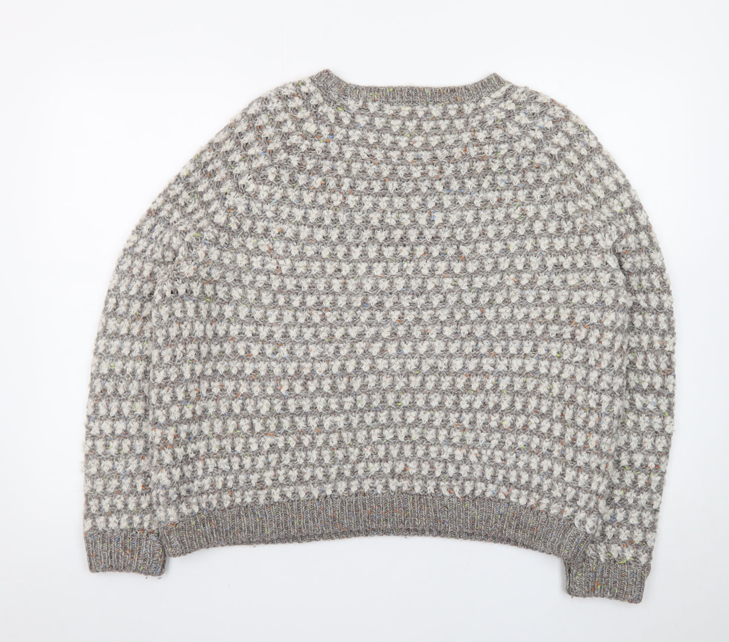 Marks and Spencer Women Grey Wool Blend Textured Knit Jumper UK 18