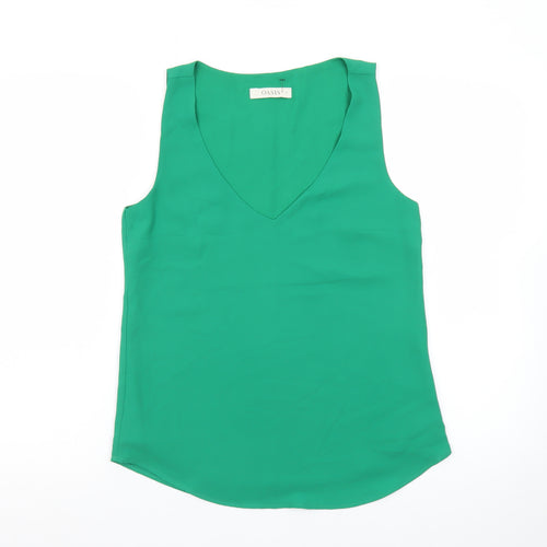 Oasis Women's Green V-Neck Sleeveless Chiffon Tank Top Size 8