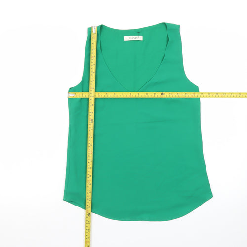 Oasis Women's Green V-Neck Sleeveless Chiffon Tank Top Size 8